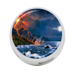 Eruption Of Volcano Sea Full Moon Fantasy Art 4-port Usb Hub (two Sides)  by Sapixe