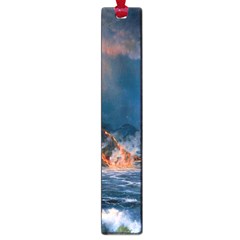 Eruption Of Volcano Sea Full Moon Fantasy Art Large Book Marks by Sapixe