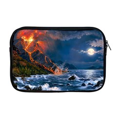 Eruption Of Volcano Sea Full Moon Fantasy Art Apple Macbook Pro 17  Zipper Case by Sapixe