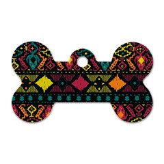 Ethnic Pattern Dog Tag Bone (two Sides)