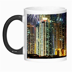 Dubai City At Night Christmas Holidays Fireworks In The Sky Skyscrapers United Arab Emirates Morph Mugs by Sapixe