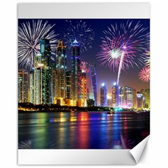 Dubai City At Night Christmas Holidays Fireworks In The Sky Skyscrapers United Arab Emirates Canvas 16  X 20   by Sapixe