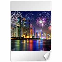 Dubai City At Night Christmas Holidays Fireworks In The Sky Skyscrapers United Arab Emirates Canvas 20  X 30   by Sapixe