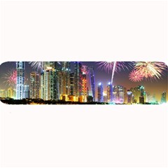 Dubai City At Night Christmas Holidays Fireworks In The Sky Skyscrapers United Arab Emirates Large Bar Mats by Sapixe