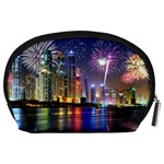 Dubai City At Night Christmas Holidays Fireworks In The Sky Skyscrapers United Arab Emirates Accessory Pouches (Large)  Back