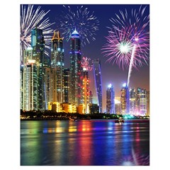 Dubai City At Night Christmas Holidays Fireworks In The Sky Skyscrapers United Arab Emirates Drawstring Bag (small) by Sapixe