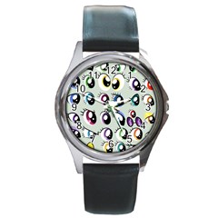 Eyes  Pattern Round Metal Watch