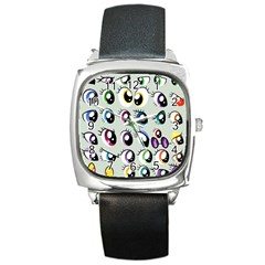 Eyes  Pattern Square Metal Watch