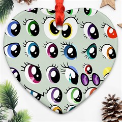 Eyes  Pattern Heart Ornament (Two Sides)