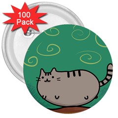 Fat Cat 3  Buttons (100 Pack)  by Sapixe