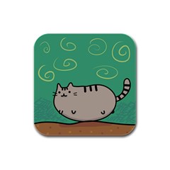 Fat Cat Rubber Square Coaster (4 Pack)  by Sapixe