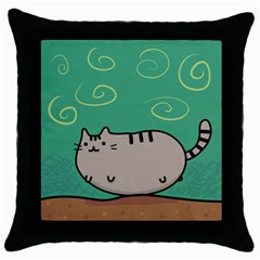 Fat Cat Throw Pillow Case (black) by Sapixe