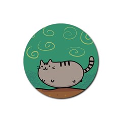 Fat Cat Rubber Coaster (round)  by Sapixe