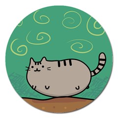 Fat Cat Magnet 5  (round) by Sapixe