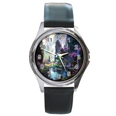 Fantastic World Fantasy Painting Round Metal Watch by Sapixe