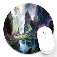 Fantastic World Fantasy Painting Round Mousepads by Sapixe