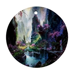 Fantastic World Fantasy Painting Round Ornament (two Sides)