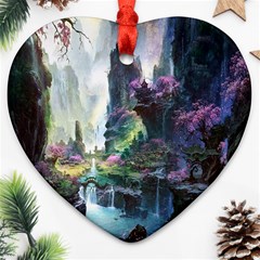 Fantastic World Fantasy Painting Heart Ornament (two Sides) by Sapixe