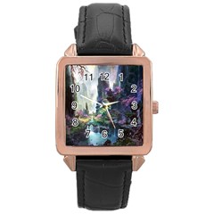 Fantastic World Fantasy Painting Rose Gold Leather Watch  by Sapixe