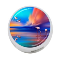 Flamingo Lake Birds In Flight Sunset Orange Sky Red Clouds Reflection In Lake Water Art 4-port Usb Hub (two Sides)  by Sapixe