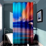 Flamingo Lake Birds In Flight Sunset Orange Sky Red Clouds Reflection In Lake Water Art Shower Curtain 36  x 72  (Stall)  Curtain(36 X72 ) - 33.26 x66.24  Curtain(36 X72 )