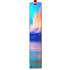 Flamingo Lake Birds In Flight Sunset Orange Sky Red Clouds Reflection In Lake Water Art Large Book Marks by Sapixe