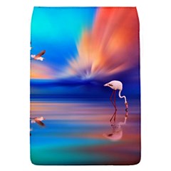 Flamingo Lake Birds In Flight Sunset Orange Sky Red Clouds Reflection In Lake Water Art Flap Covers (s)  by Sapixe