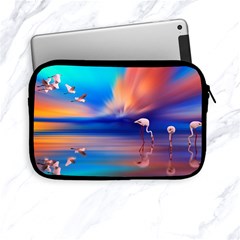 Flamingo Lake Birds In Flight Sunset Orange Sky Red Clouds Reflection In Lake Water Art Apple Ipad Mini Zipper Cases by Sapixe