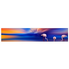 Flamingo Lake Birds In Flight Sunset Orange Sky Red Clouds Reflection In Lake Water Art Small Flano Scarf by Sapixe