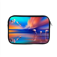 Flamingo Lake Birds In Flight Sunset Orange Sky Red Clouds Reflection In Lake Water Art Apple Macbook Pro 15  Zipper Case by Sapixe