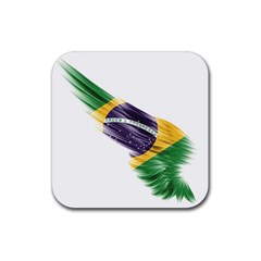 Flag Of Brazil Rubber Coaster (square)  by Sapixe