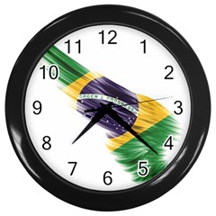 Flag Of Brazil Wall Clocks (black) by Sapixe