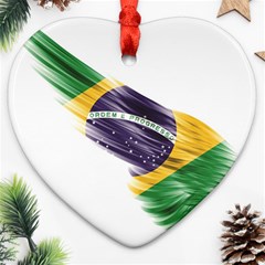 Flag Of Brazil Heart Ornament (two Sides) by Sapixe