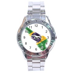 Flag Of Brazil Stainless Steel Analogue Watch by Sapixe