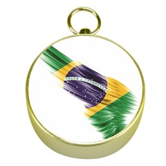 Flag Of Brazil Gold Compasses by Sapixe