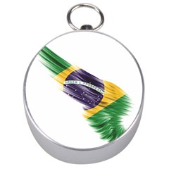 Flag Of Brazil Silver Compasses by Sapixe