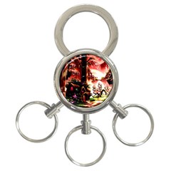 Fantasy Art Story Lodge Girl Rabbits Flowers 3-ring Key Chains by Sapixe