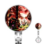 Fantasy Art Story Lodge Girl Rabbits Flowers Stainless Steel Nurses Watch Front