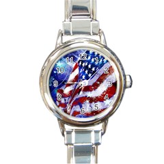 Flag Usa United States Of America Images Independence Day Round Italian Charm Watch by Sapixe