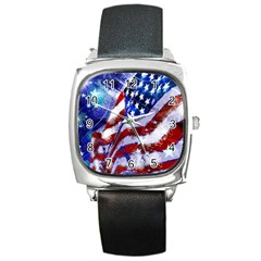 Flag Usa United States Of America Images Independence Day Square Metal Watch by Sapixe