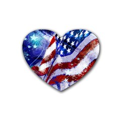 Flag Usa United States Of America Images Independence Day Rubber Coaster (heart)  by Sapixe