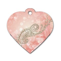 Wonderful Soft Flowers With Floral Elements Dog Tag Heart (one Side)