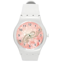 Wonderful Soft Flowers With Floral Elements Round Plastic Sport Watch (m) by FantasyWorld7