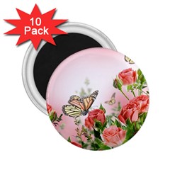 Flora Butterfly Roses 2 25  Magnets (10 Pack)  by Sapixe