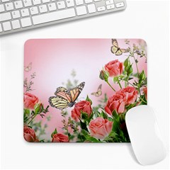 Flora Butterfly Roses Large Mousepads by Sapixe