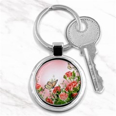 Flora Butterfly Roses Key Chains (round)  by Sapixe