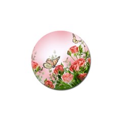 Flora Butterfly Roses Golf Ball Marker by Sapixe