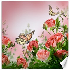 Flora Butterfly Roses Canvas 12  X 12   by Sapixe