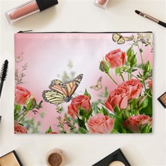 Flora Butterfly Roses Cosmetic Bag (xl) by Sapixe