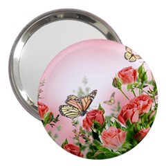 Flora Butterfly Roses 3  Handbag Mirrors